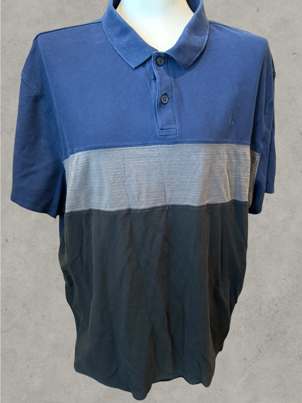 Calvin Klein Men’s XXL Colorblock Polo Shirt Blue Gray Black Short Sleeve CK